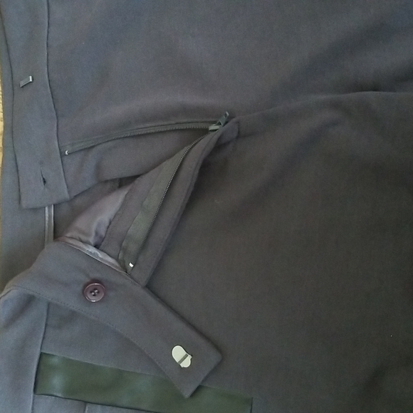 (12) G by Giuliana Slim Fit Ankle Pant Rayon Blend Faux Leather Strips Skinny - Picture 5 of 11